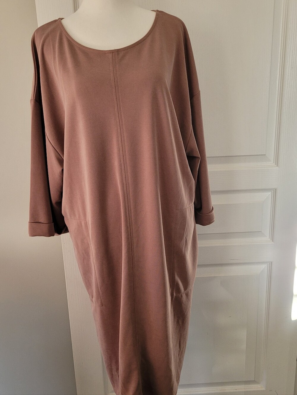 J. Jill Pure Jill Sand Washed Relaxed Kaftan  Midi Dress SZ M. Soft Desert Clay